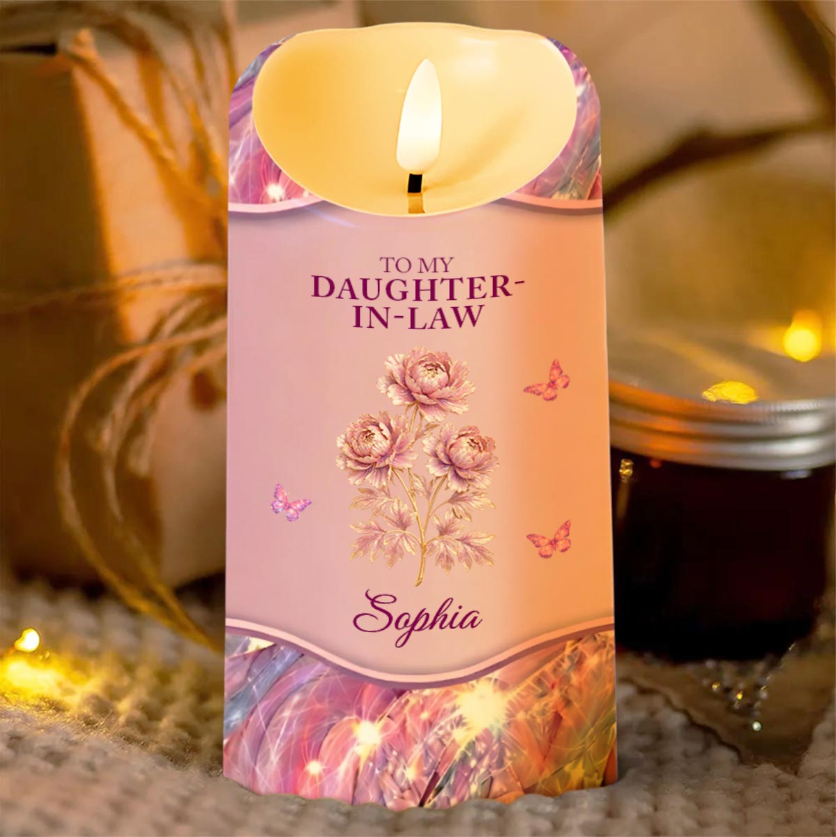To My Daughter-In-Law I May Not Have Given You Life Flowers Butterflies - Personalized Custom LED Candle - DILA119_LECA