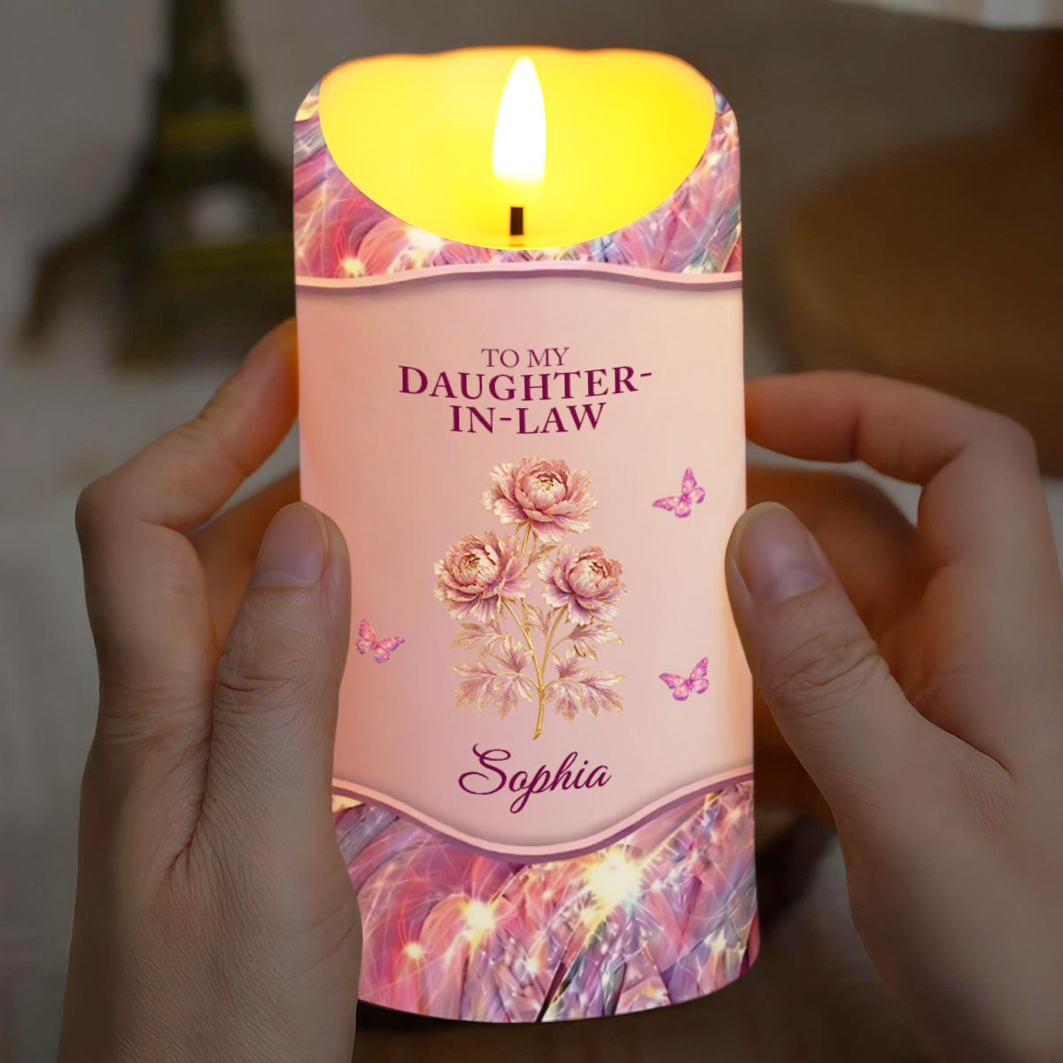 To My Daughter-In-Law I May Not Have Given You Life Flowers Butterflies - Personalized Custom LED Candle - DILA119_LECA