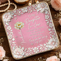 To My Daughter In Law Gift Of Life Birth Month Flowers - Personalized Custom Jewelry Dish, Ceramic Dish, Square Shape - DILA122_SCRF