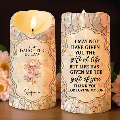 To My Daughter In Law Gift Of You Flower Butterfly - Personalized Custom LED Candle - DILA123_LECA