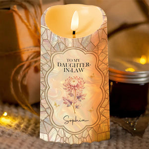 To My Daughter In Law Gift Of You Flower Butterfly - Personalized Custom LED Candle - DILA123_LECA