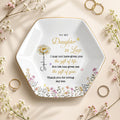 To My Daughter In Law Gift Of You Birth Month Flowers - Personalized Custom Jewelry Dish, Ceramic Dish, Hexagonal Shape - DILA174_HECRD