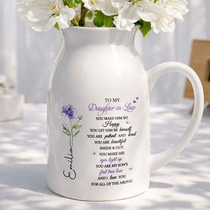 To My Daughter In Law For All Of The Above Birth Month Flowers - Personalized Ceramic Flower Vase