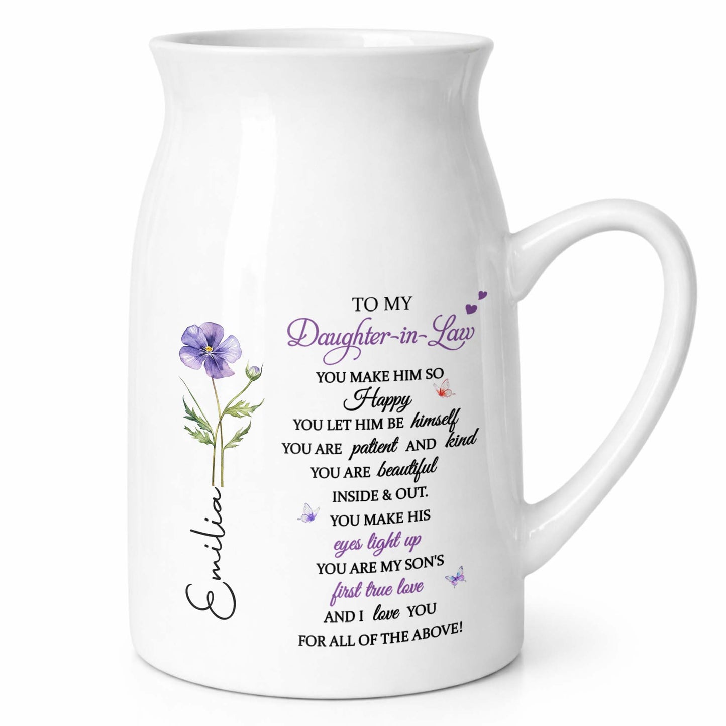 To My Daughter In Law For All Of The Above Birth Month Flowers - Personalized Ceramic Flower Vase