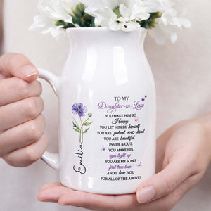 To My Daughter In Law For All Of The Above Birth Month Flowers - Personalized Ceramic Flower Vase