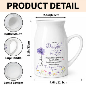 To My Daughter In Law Gift Of You Birth Month Flower - Personalized Ceramic Flower Vase