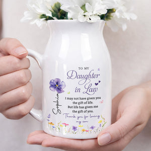 To My Daughter In Law Gift Of You Birth Month Flower - Personalized Ceramic Flower Vase