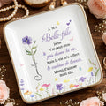 À MA Belle-fille, Custom Birth Month Flowers And Butterflies - Personalized Custom Jewelry Dish, Ceramic Dish, Square Shape - DILA215_SCRF