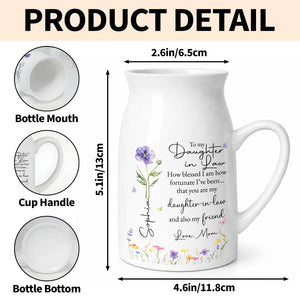 To My Daughter In Law How Blessed I Am Custom Birth Month Flower - Personalized Ceramic Flower Vase