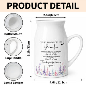 To My Daughter In Law Gift Of You Birth Month Flower - Personalized Ceramic Flower Vase