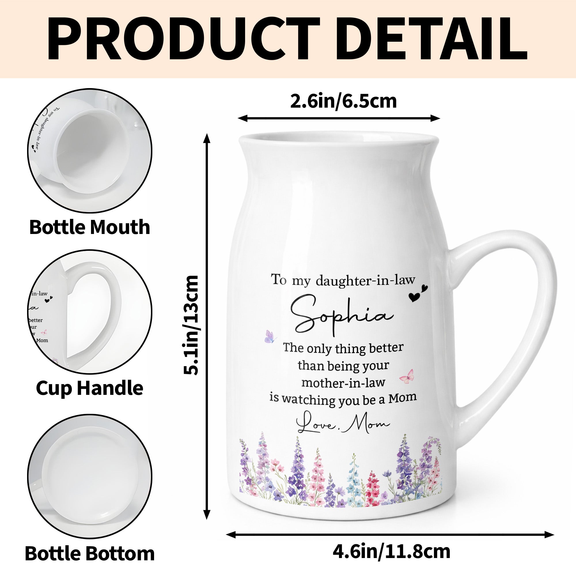 To My Daughter In Law Only Thing Better Watching You Be Mom Flower - Personalized Ceramic Flower Vase