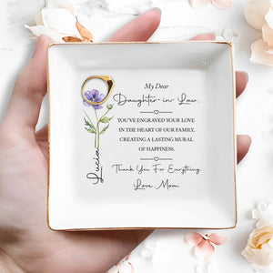 My Dear Daughter In Law Flower Mural Of Happiness Ceramic Dish - Personalized Custom Jewelry Dish, Square Ceramic Dish - DILA228_SCRD