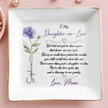 To My Daughter In Law Blessing To Our Family Birth Month Flower - Personalized Custom Jewelry Dish, Square Ceramic Dish - DILA233_SCRD