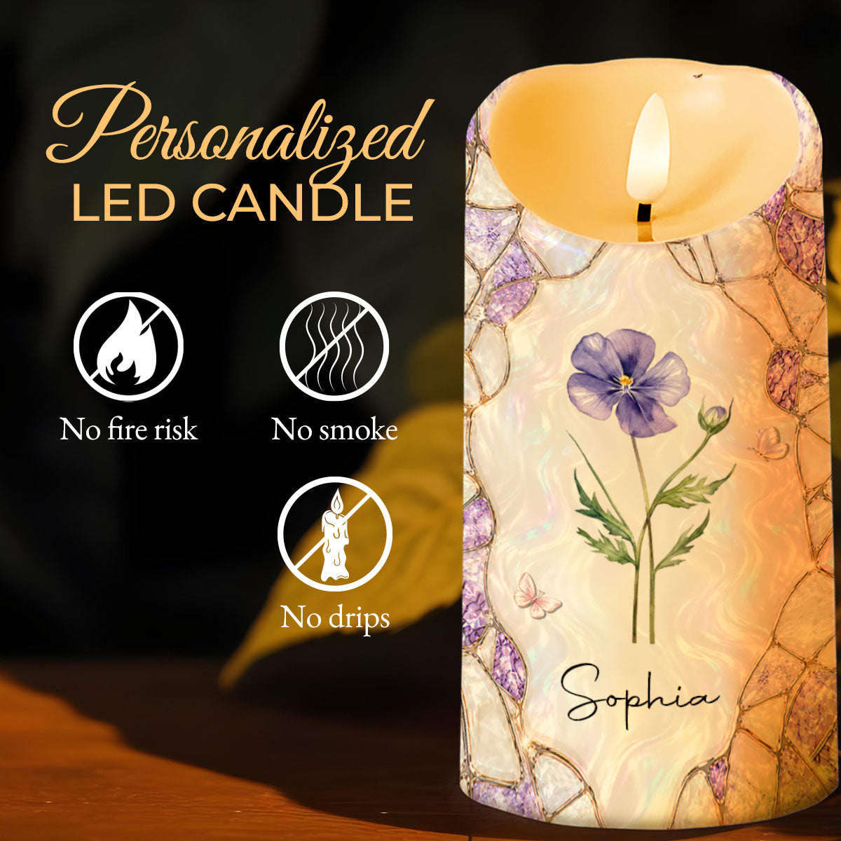 To My Daughter In Law Gift Of You Birth Month Flower - Personalized Custom LED Candle - DILA256_LECA