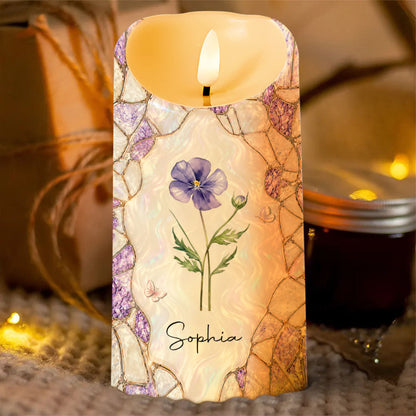 To My Daughter In Law Gift Of You Birth Month Flower - Personalized Custom LED Candle - DILA256_LECA