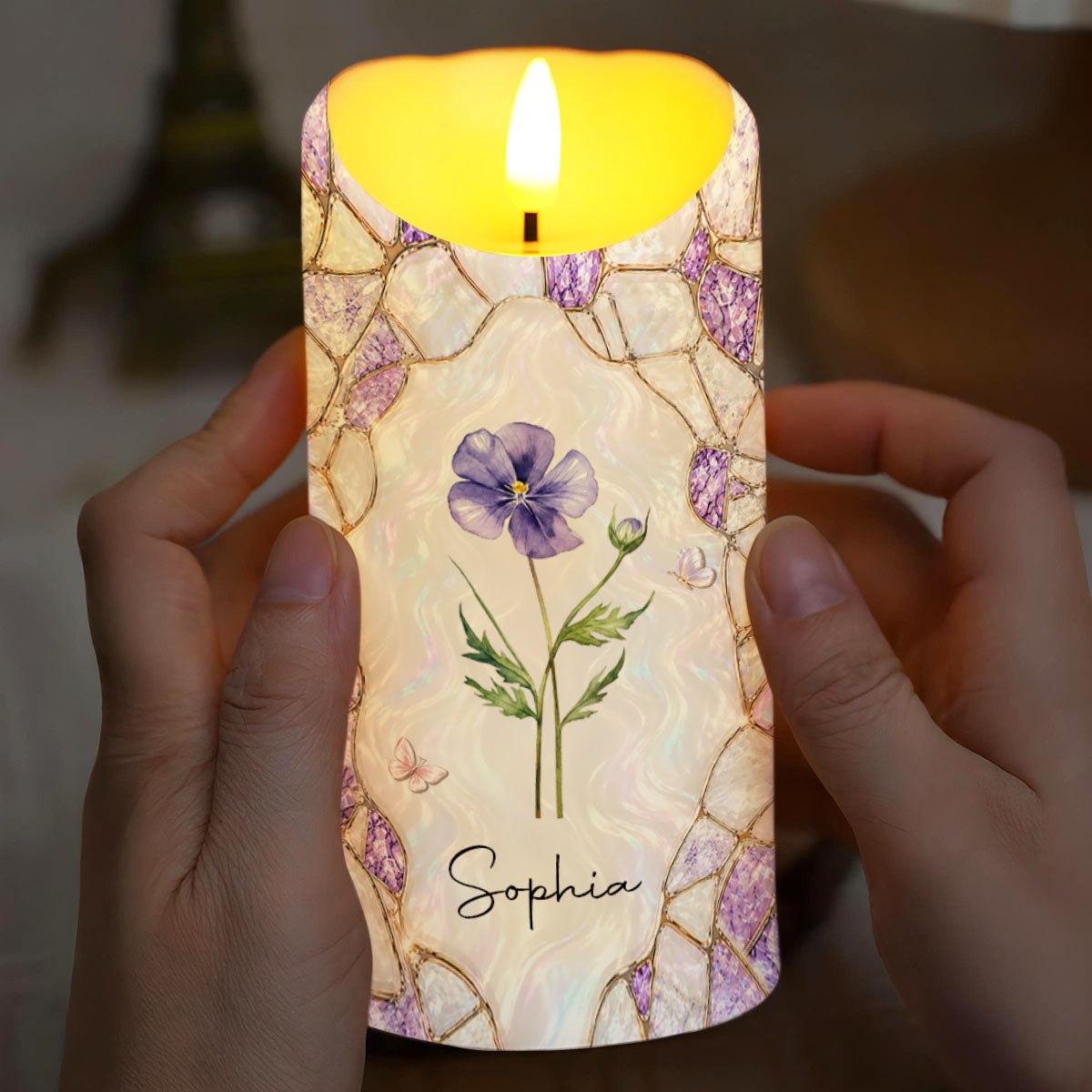 To My Daughter In Law Gift Of You Birth Month Flower - Personalized Custom LED Candle - DILA256_LECA