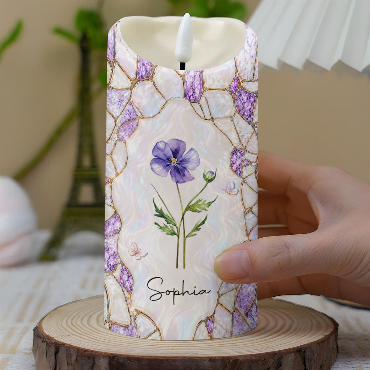 To My Daughter In Law Gift Of You Birth Month Flower - Personalized Custom LED Candle - DILA256_LECA