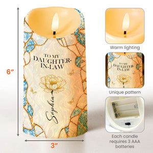 To My Daughter In Law Gift Of Life Flower And Butterflies - Personalized Custom LED Candle - DILA259_LECA