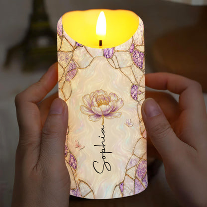 To My Daughter In Law, The Gift Of You Purple Flower Butterflies - Personalized Custom LED Candle - DILA269_LECA