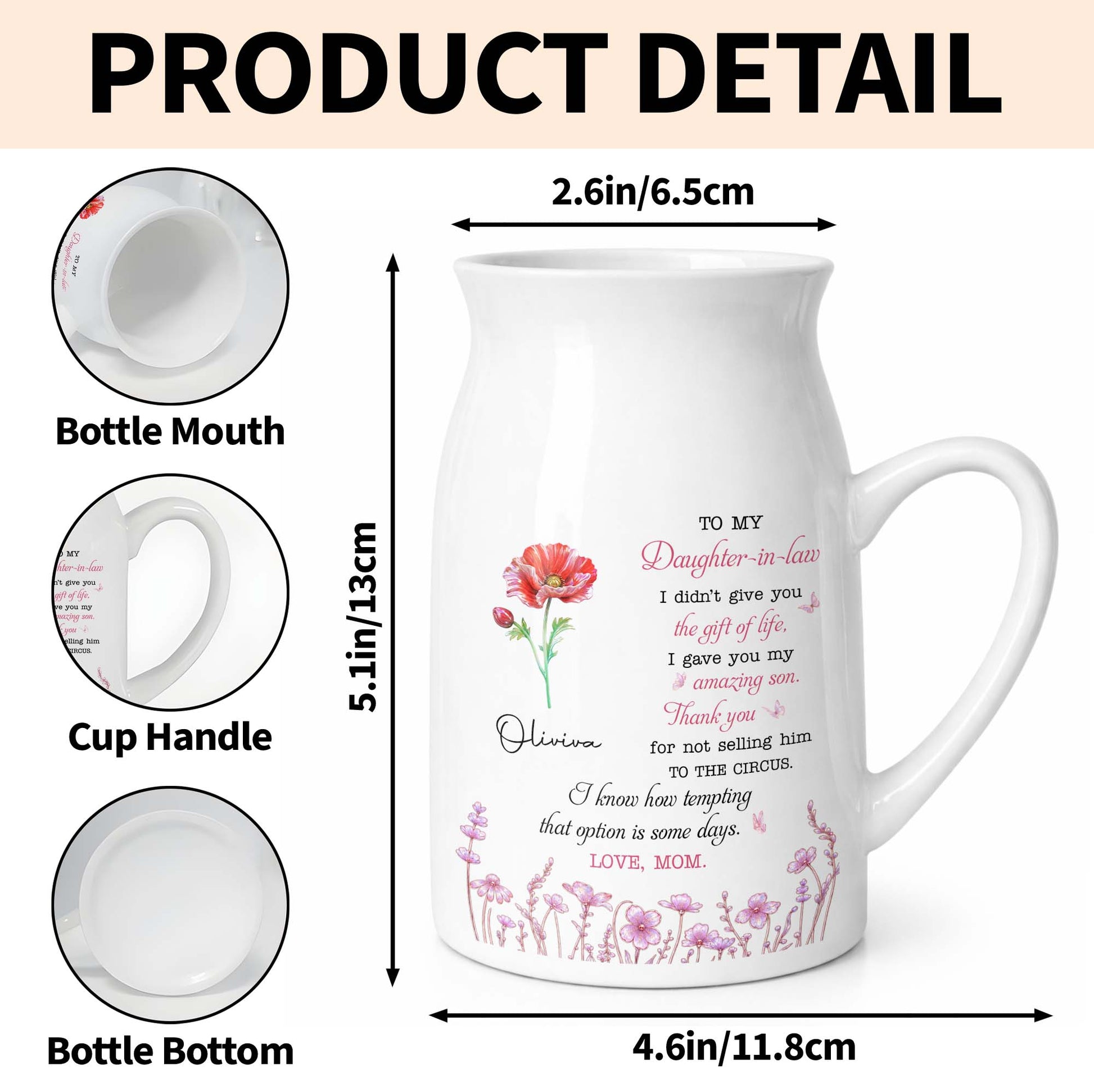 To My Daughter In Law Not Selling Him To The Circus Flowers - Personalized Ceramic Flower Vase