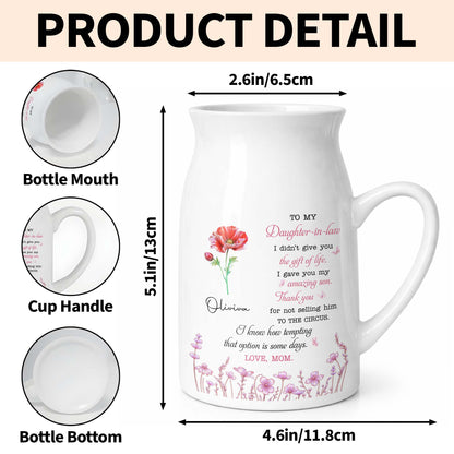 To My Daughter In Law Not Selling Him To The Circus Flowers - Personalized Ceramic Flower Vase
