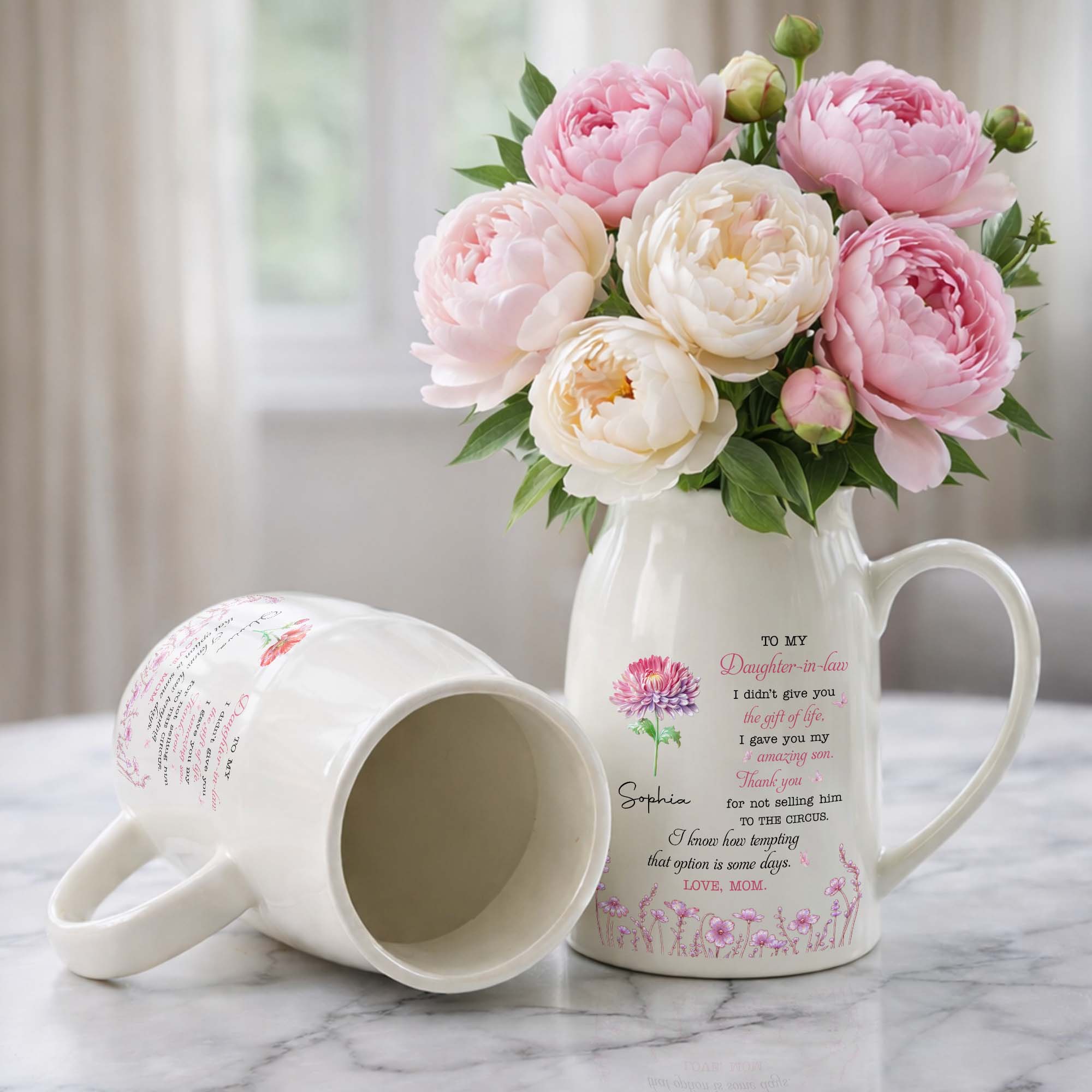 To My Daughter In Law Not Selling Him To The Circus Flowers - Personalized Ceramic Flower Vase