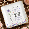 To My Future Daughter In Law Gift Of Life Birth Month Flower - Personalized Custom Jewelry Dish, Ceramic Dish, Square Shape - DILA298_SCRF