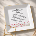 To My Daughter In Law Floral Jewelry Dish With Son's Match Message - Personalized Custom Jewelry Dish, Square Ceramic Dish - DILA316_SCRD