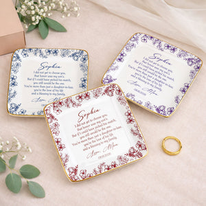 I Did Not Get To Choose You Floral Daughter In Law Gift - Personalized Custom Jewelry Dish, Ceramic Dish, Square Shape - DILA322_SCRF