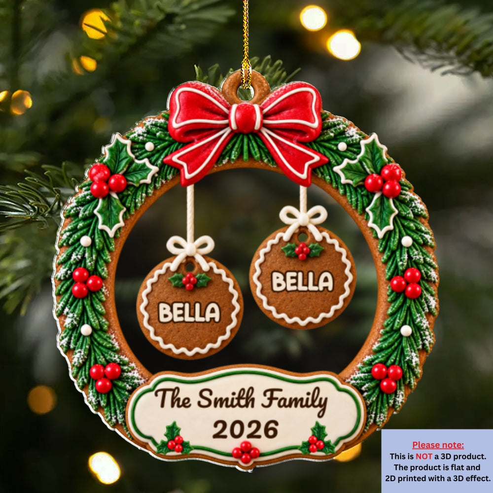 Cookie Family Wreath acrylic ornament preview