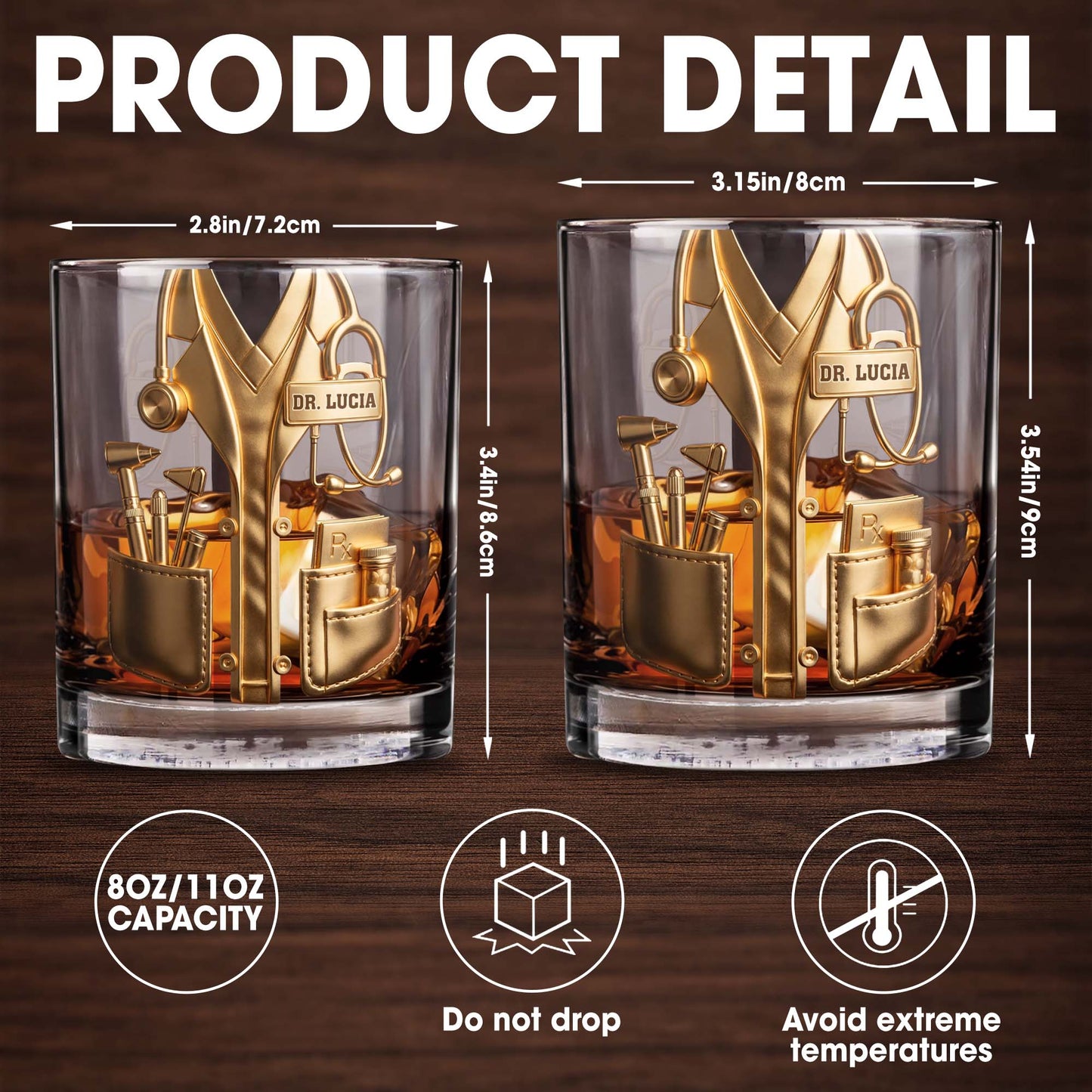 A Dedicated Healer Lab Coat With Stethoscope And Medical Tools - Personalized Custom Whiskey Glass - DOC078_RWG