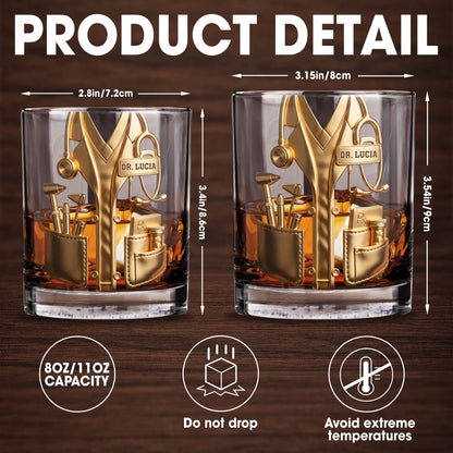 A Dedicated Healer Lab Coat With Stethoscope And Medical Tools - Personalized Custom Whiskey Glass - DOC078_RWG