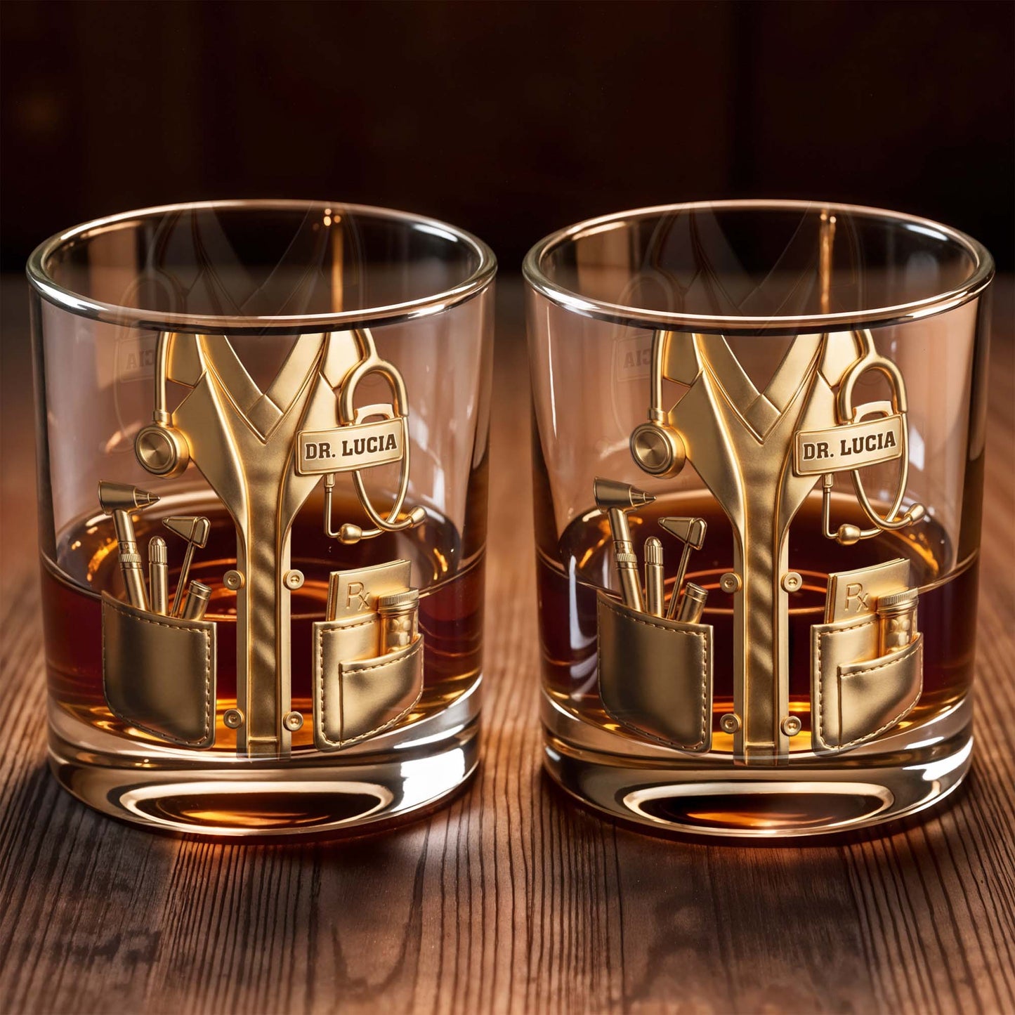 A Dedicated Healer Lab Coat With Stethoscope And Medical Tools - Personalized Custom Whiskey Glass - DOC078_RWG
