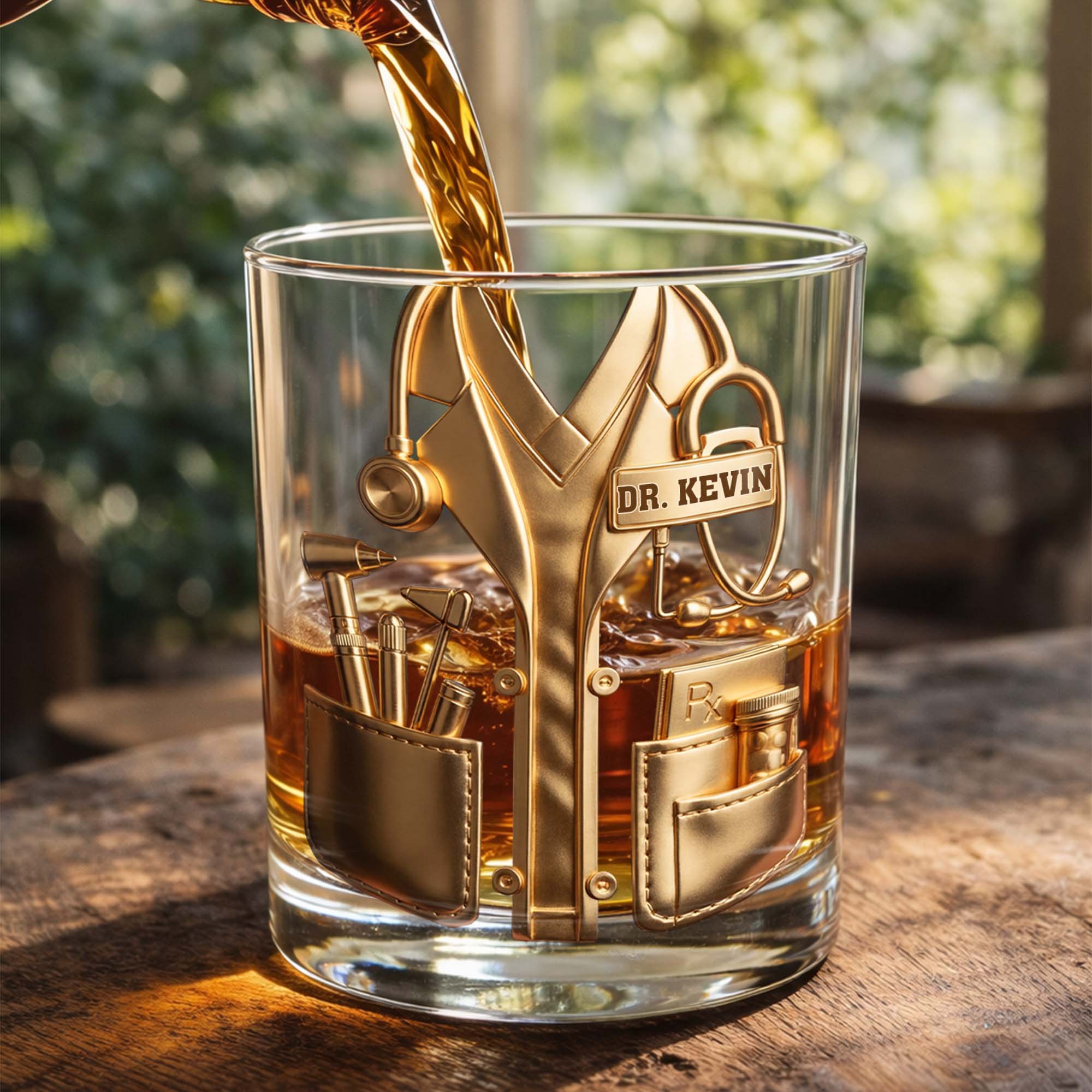Oops I Mean Effing Quitter Happy Retirement Physician Lab Coat - Personalized Whiskey Glass - DOC140_PRIWI
