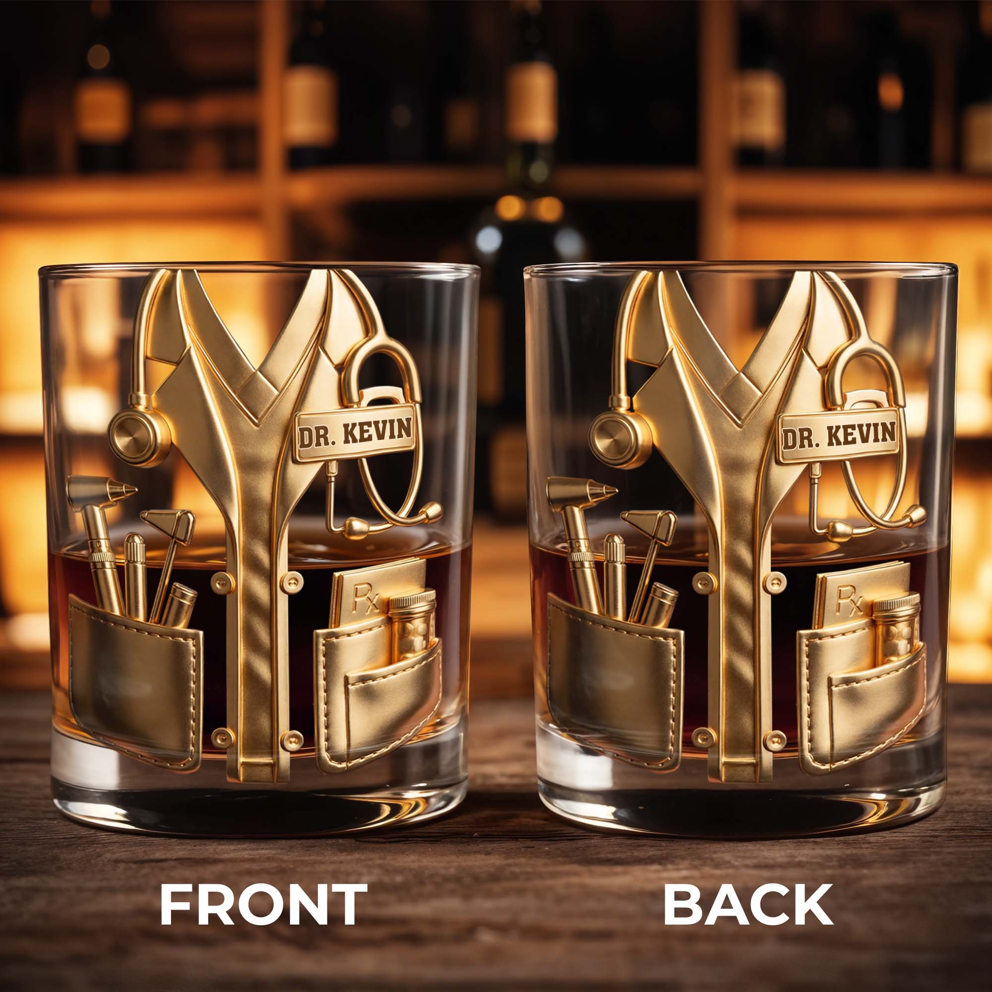 Oops I Mean Effing Quitter Happy Retirement Physician Lab Coat - Personalized Whiskey Glass - DOC140_PRIWI