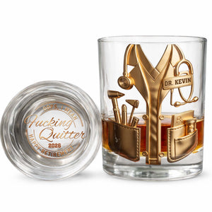 Oops I Mean Effing Quitter Happy Retirement Physician Lab Coat - Personalized Whiskey Glass - DOC140_PRIWI