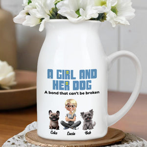 A Girl And Her Dogs, A Bond That Can't Be Broken - Personalized Ceramic Flower Vase