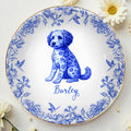 Celebrate Your Furry Friend With Elegant Floral Dog Design - Personalized Custom Jewelry Dish, Ceramic Dish, Round Shape - DOG049_RCRF