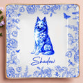 Beautiful Flowers And Pet Love - Personalized Custom Jewelry Dish, Ceramic Dish, Square Shape - DOG050_SCRF