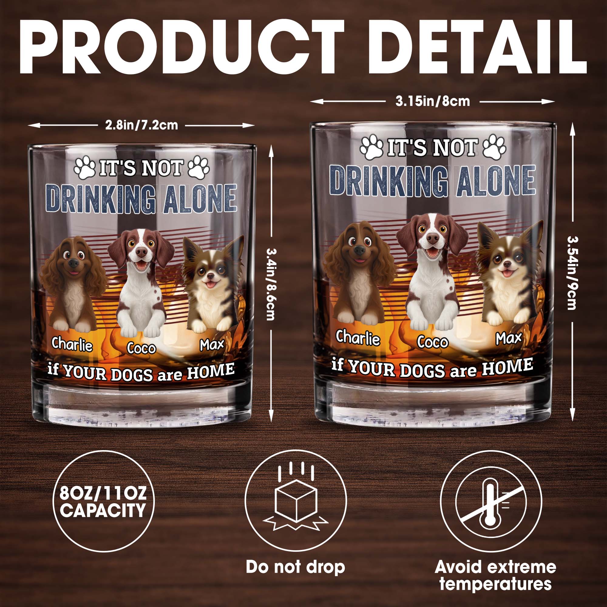 It's Not Drinking Alone If Your Dogs Are Home - Personalized Custom Whiskey Glass - DOG095_RWG