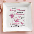 Strong Woman With High Heel And Butterflies - Personalized Custom Jewelry Dish - DTG002_SCRD