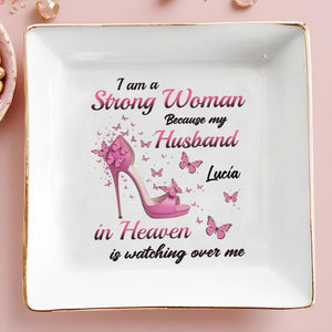 Strong Woman With High Heel And Butterflies - Personalized Custom Jewelry Dish - DTG002_SCRD