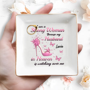Strong Woman With High Heel And Butterflies - Personalized Custom Jewelry Dish - DTG002_SCRD