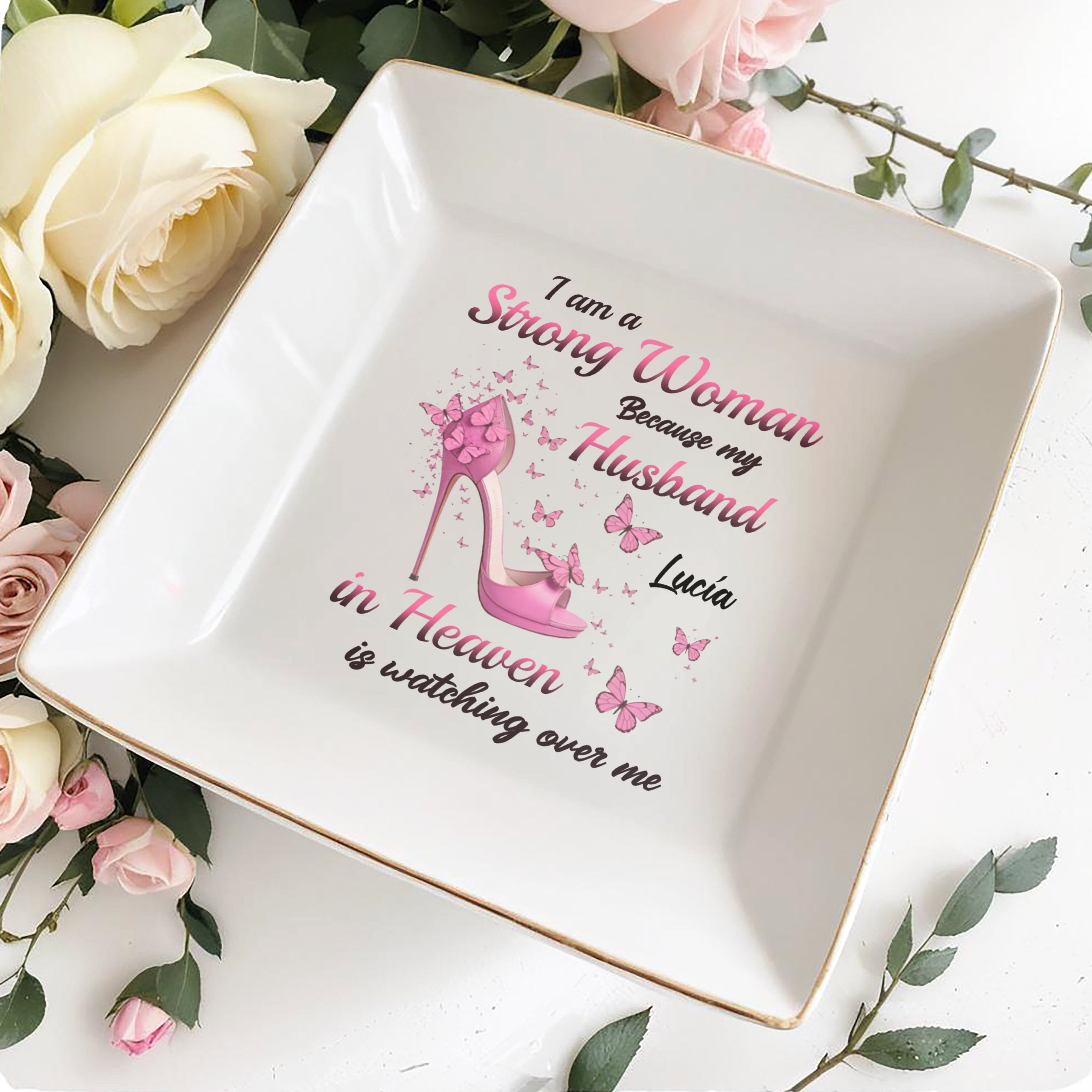 Strong Woman With High Heel And Butterflies - Personalized Custom Jewelry Dish - DTG002_SCRD