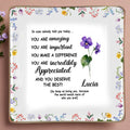 You Are Amazing Appreciation Ceramic Dish With Floral Design - Personalized Custom Jewelry Dish, Ceramic Dish, Square Shape - DTG004_SCRF