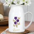 Elegant Flowers And Fluttering Butterflies Design - Personalized Ceramic Flower Vase