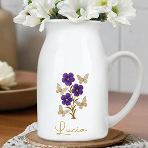 Elegant Flowers And Fluttering Butterflies Design - Personalized Ceramic Flower Vase