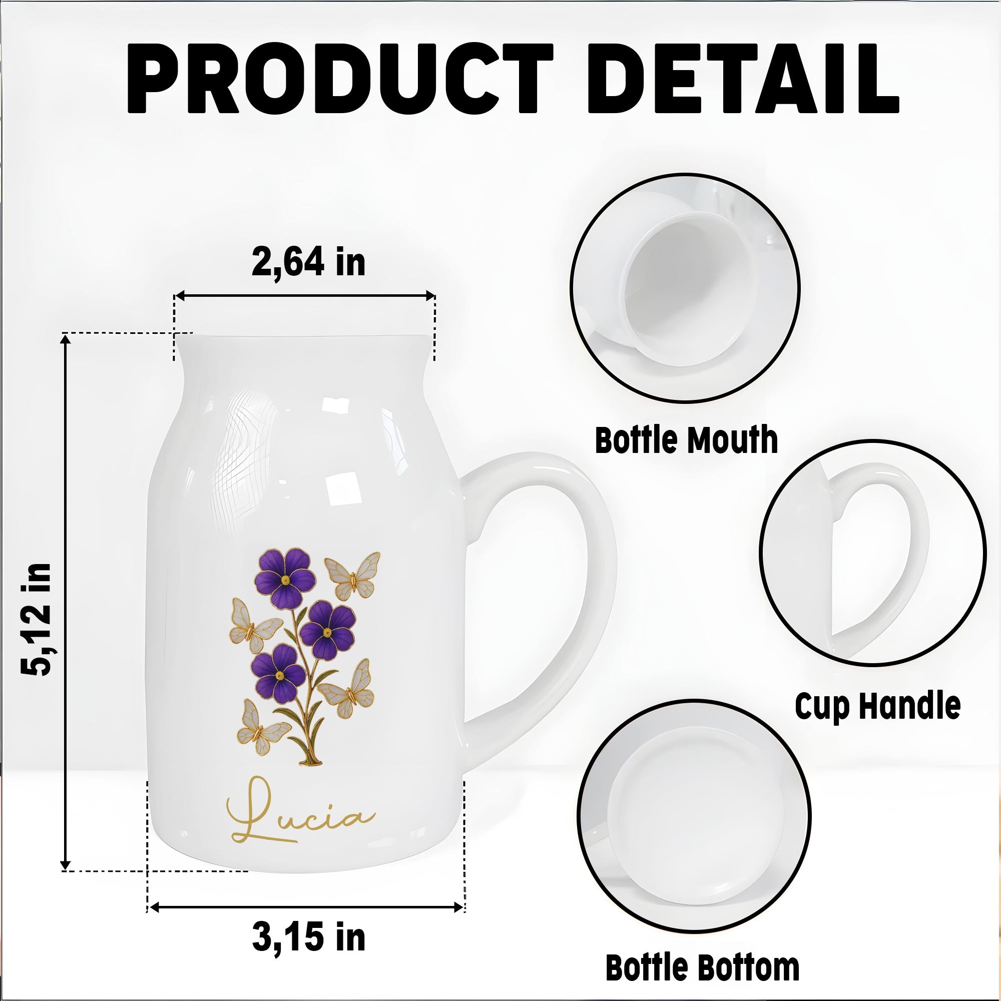 Elegant Flowers And Fluttering Butterflies Design - Personalized Ceramic Flower Vase