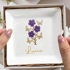 Brighten Up Your Day With Beautiful Flowers And Butterflies - Personalized Custom Jewelry Dish, Square Ceramic Dish - DTG032_SCRD