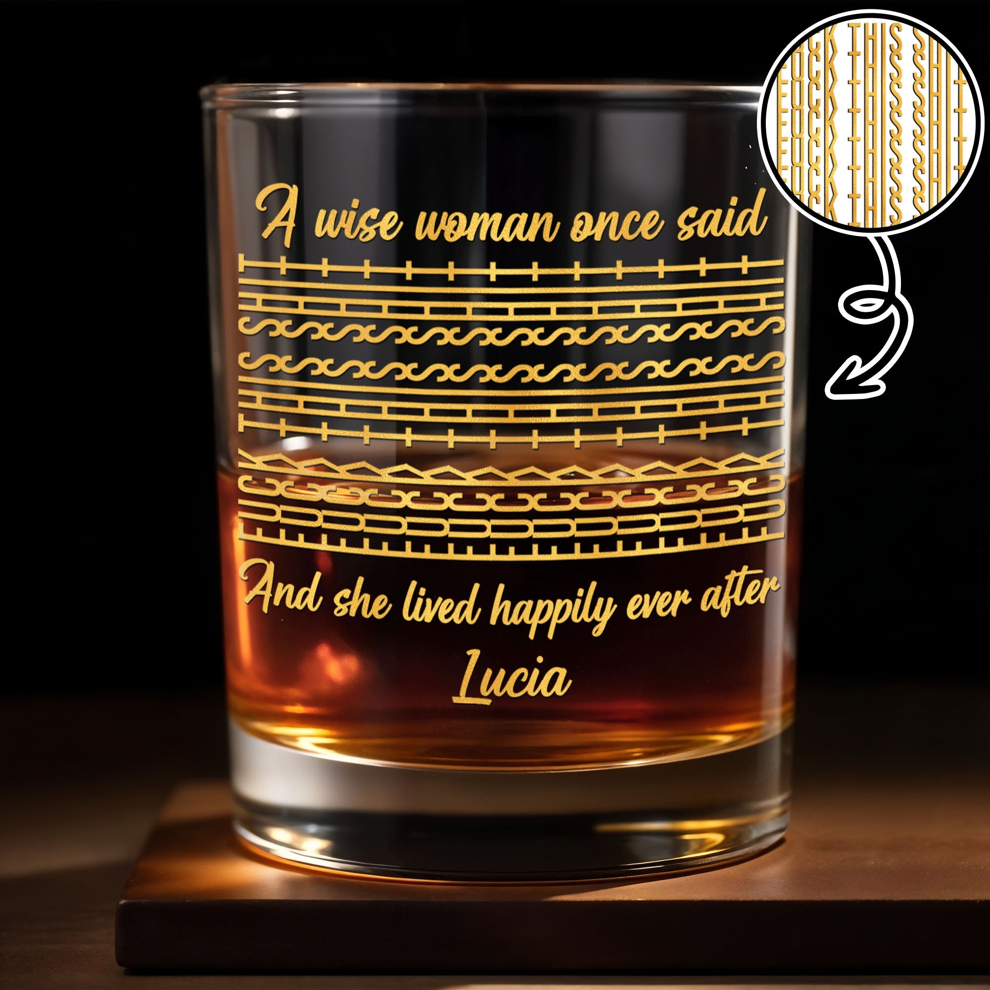 A Wise Woman Once Said Eff This Sh*t Geometric Pattern Design - Personalized Custom Whiskey Glass - DTG039_RWG